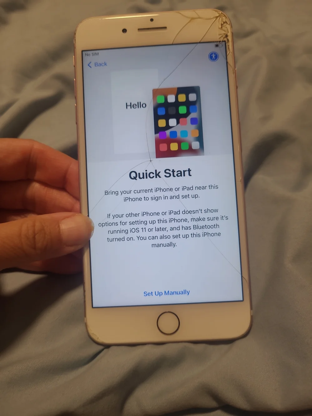Apple iPhone 7 Plus 32 GB A1661 Rose Gold Unlocked CRACKED Screen But Works
